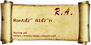 Rontó Alán névjegykártya